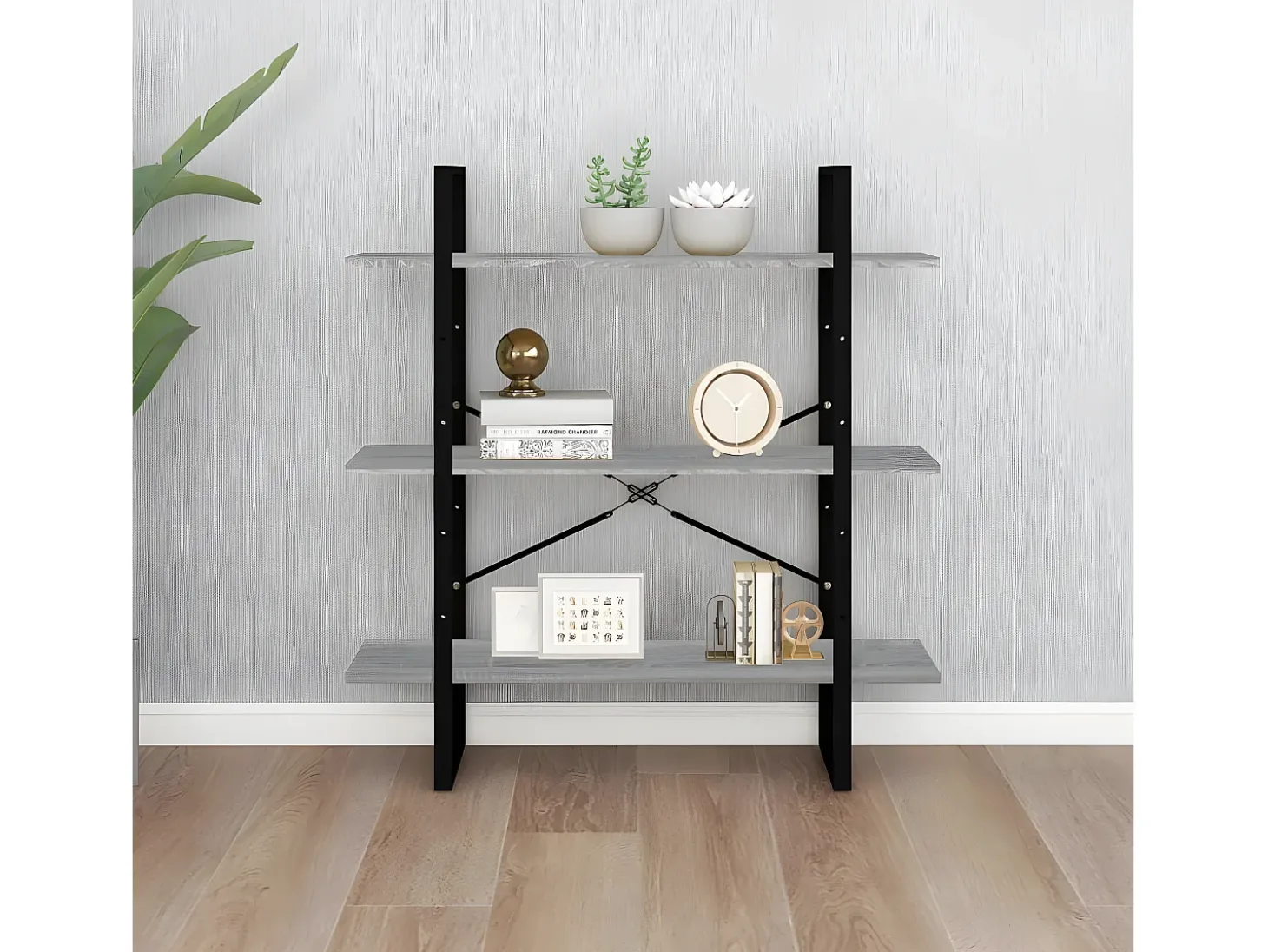 Estantería madera contrachapada gris Sonoma 100x30x105 cm