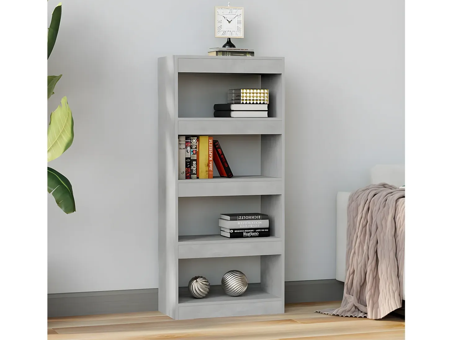 Estantería madera contrachapada gris hormigón 60x30x135 cm