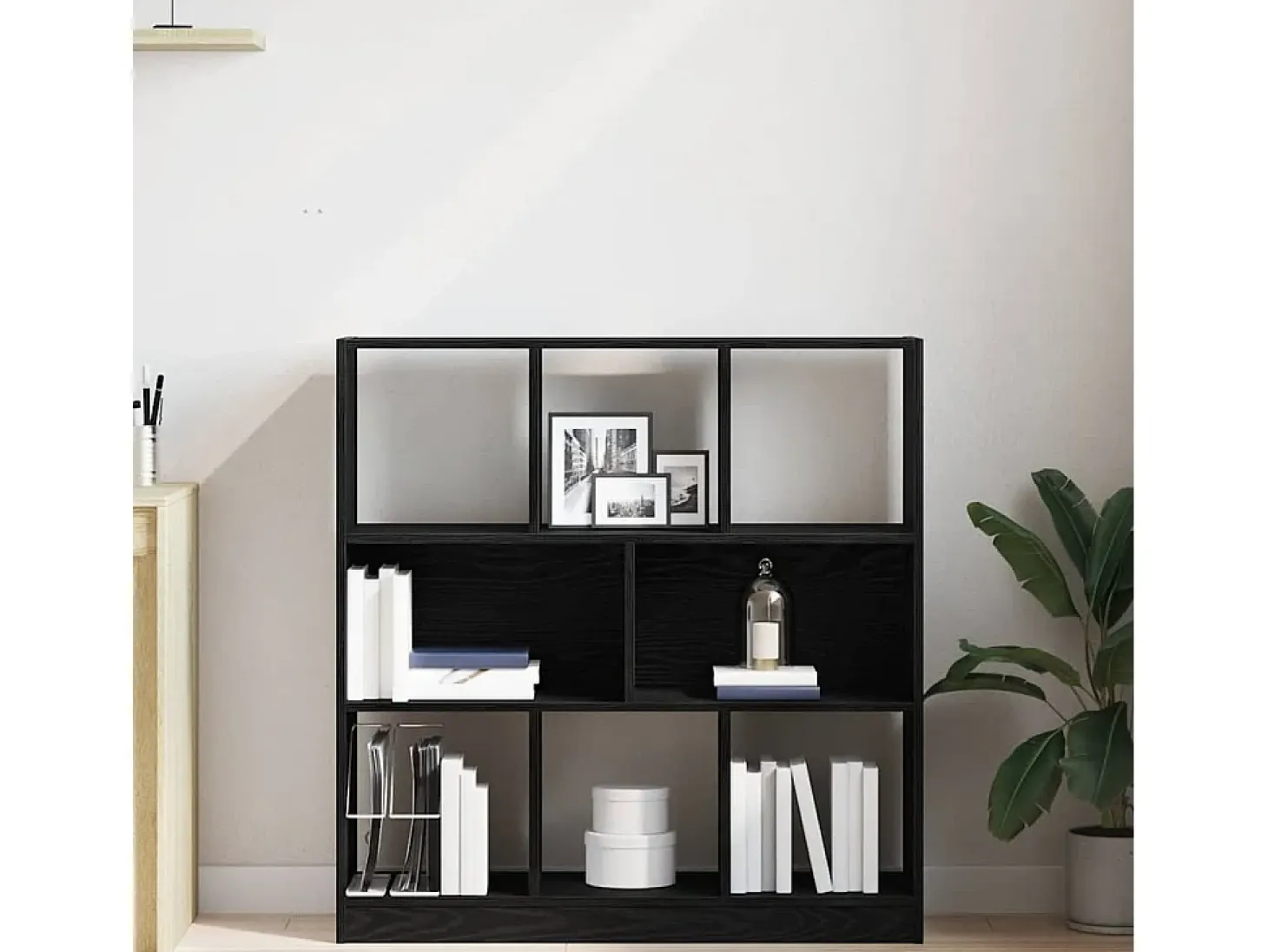 Estantería madera contrachapada negro roble 97,5x29,5x100 cm