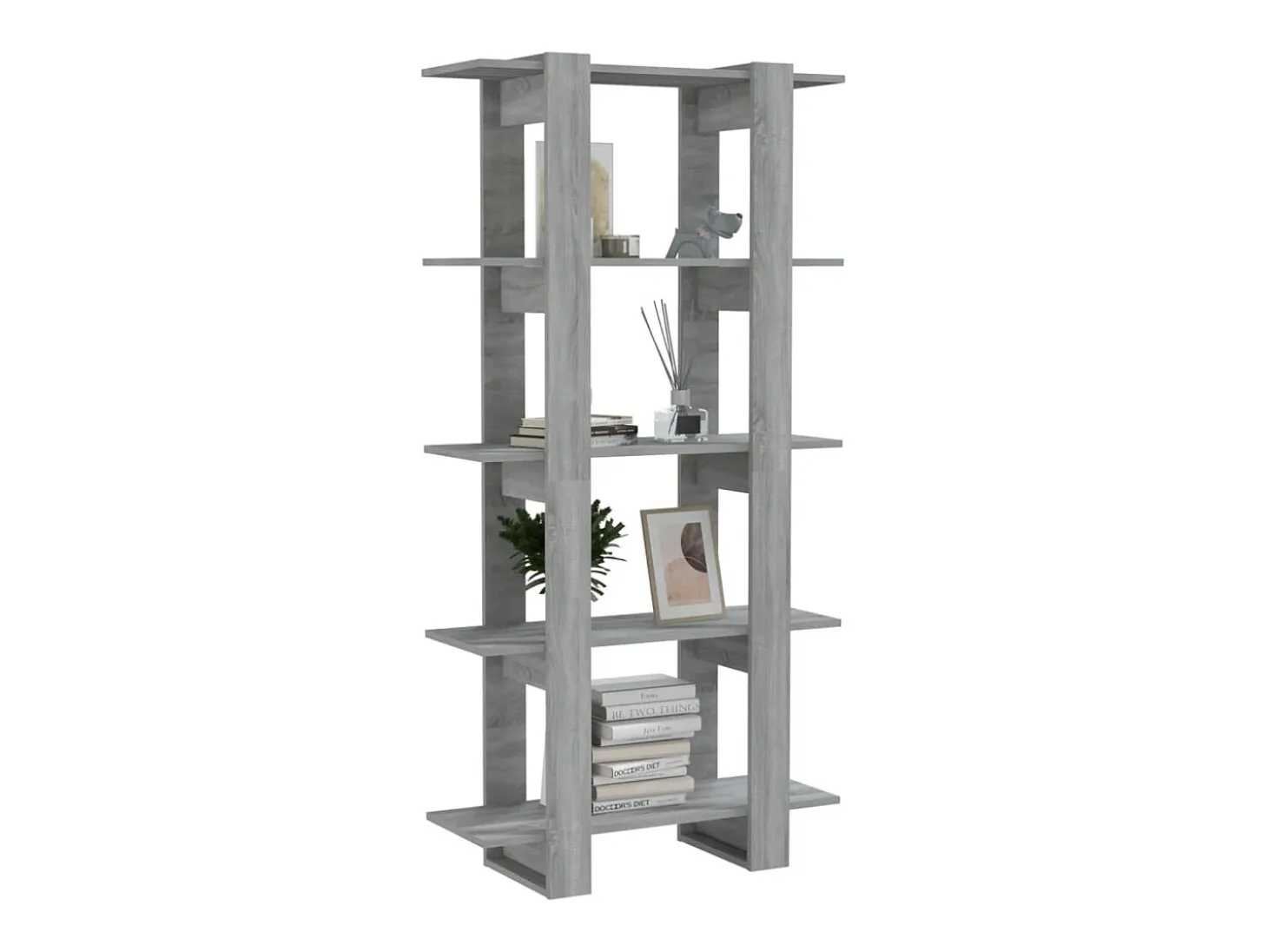 Estantería madera contrachapada gris Sonoma 80x30x160 cm