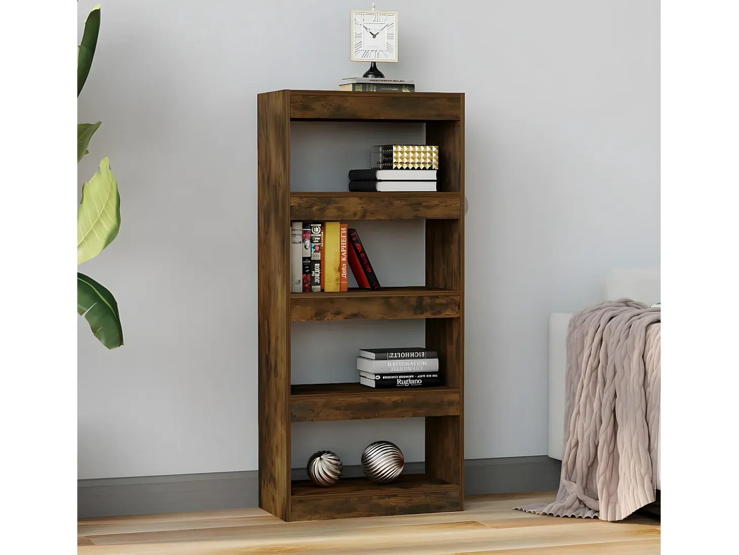 Estantería madera contrachapada roble ahumado 60x30x135 cm