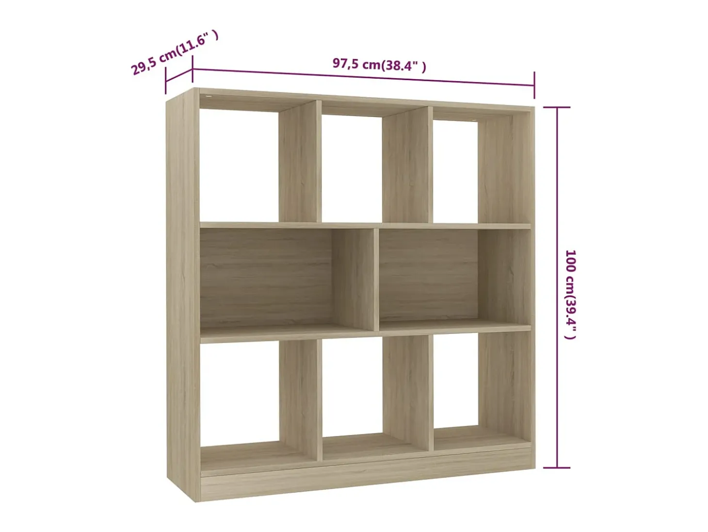 Estantería madera contrachapada color roble 97,5x29,5x100 cm