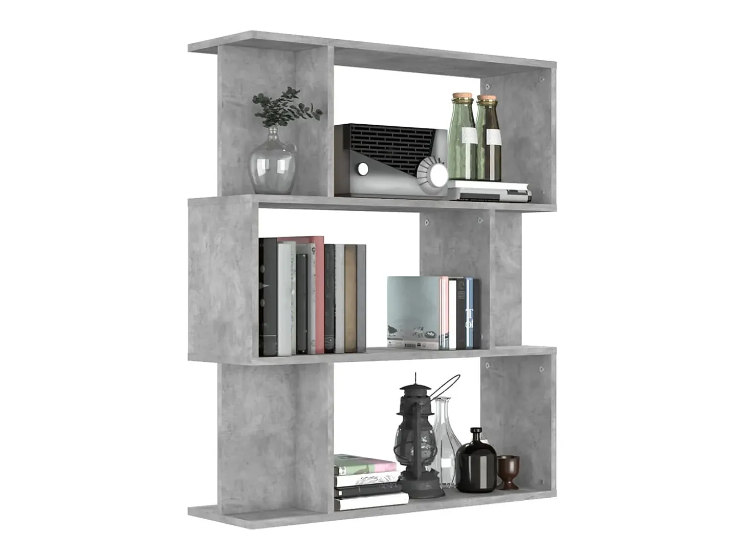 Estantería madera contrachapada gris hormigón 80x24x96cm