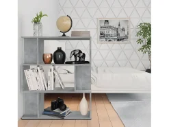 Estantería madera contrachapada gris hormigón 80x24x96cm