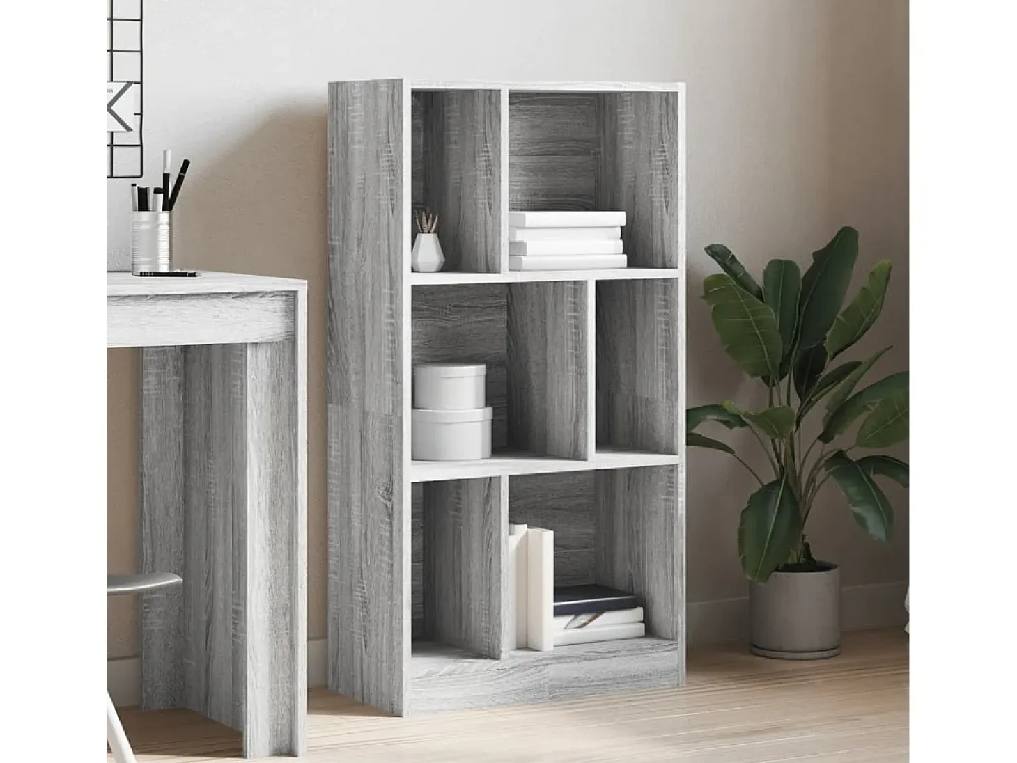 Estantería madera de ingeniería gris Sonoma 57x28,5x107,5 cm