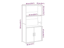 Estantería madera de ingeniería color envejecido 60x24x120 cm