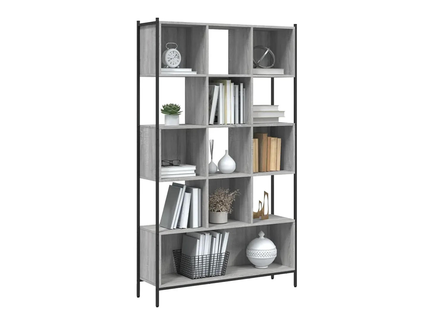 Estantería madera de ingeniería gris Sonoma 102x28x172 cm