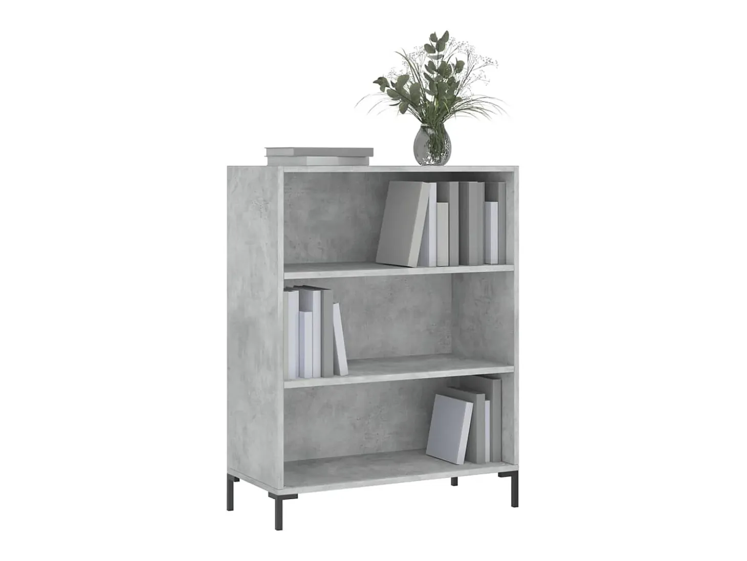 Estantería madera de ingeniería gris hormigón 69,5x32,5x90 cm