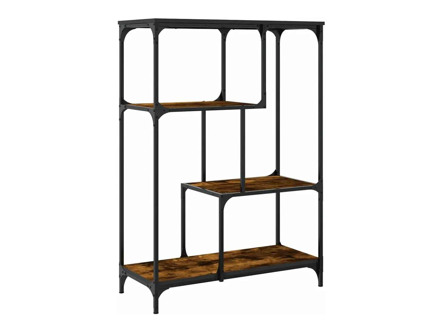 Estantería madera de ingeniería acero roble ahumado 81x36x115cm