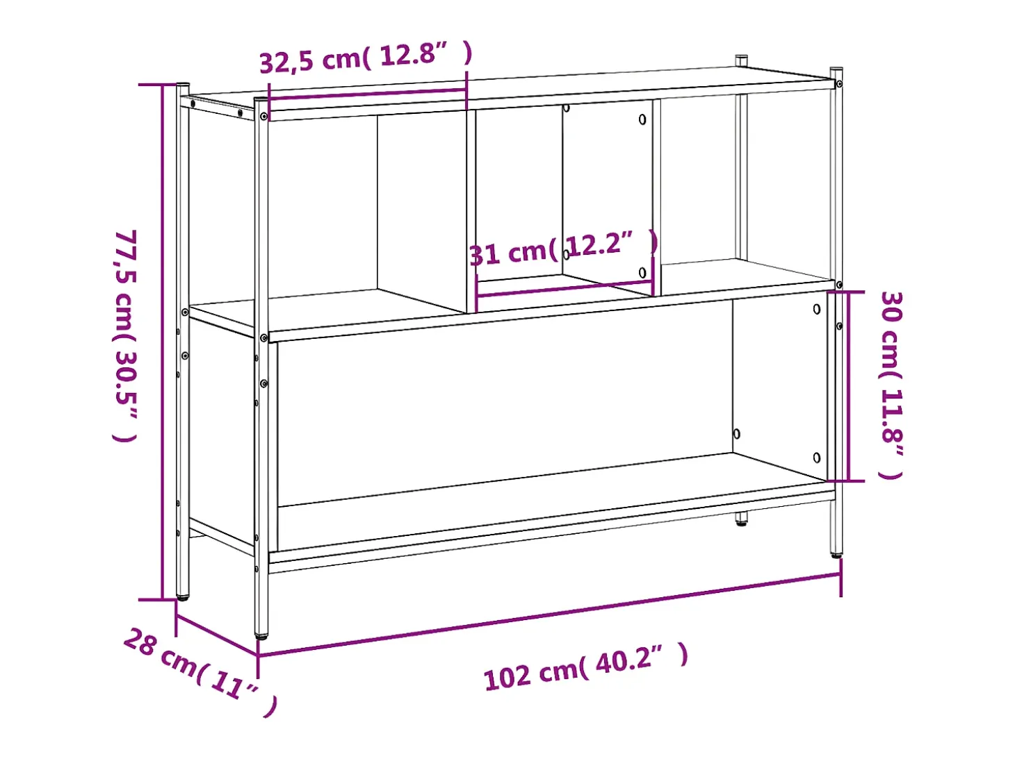 Estantería madera de ingeniería gris Sonoma 102x28x77,5 cm