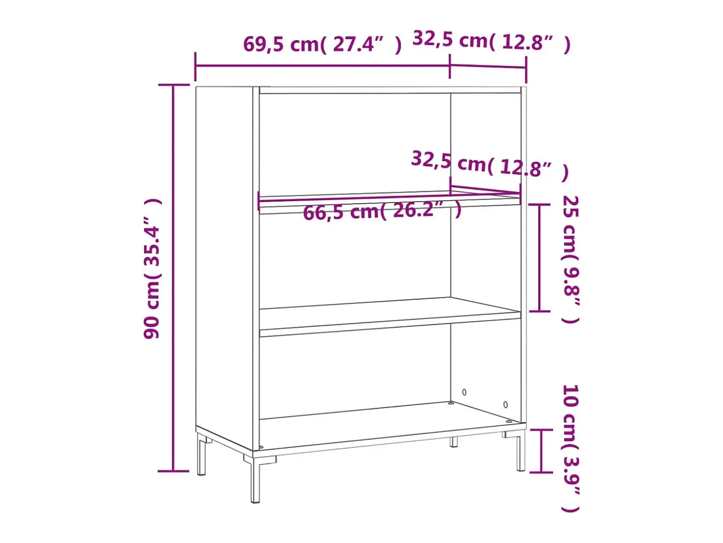 Estantería madera de ingeniería gris Sonoma 69,5x32,5x90 cm