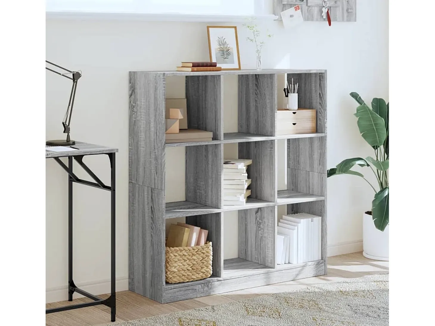 Estantería madera de ingeniería gris Sonoma 102x32x108 cm