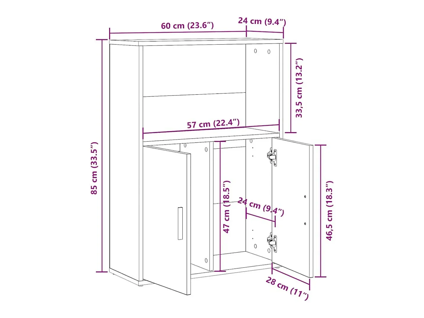 Estantería madera de ingeniería marrón roble 60x24x85 cm