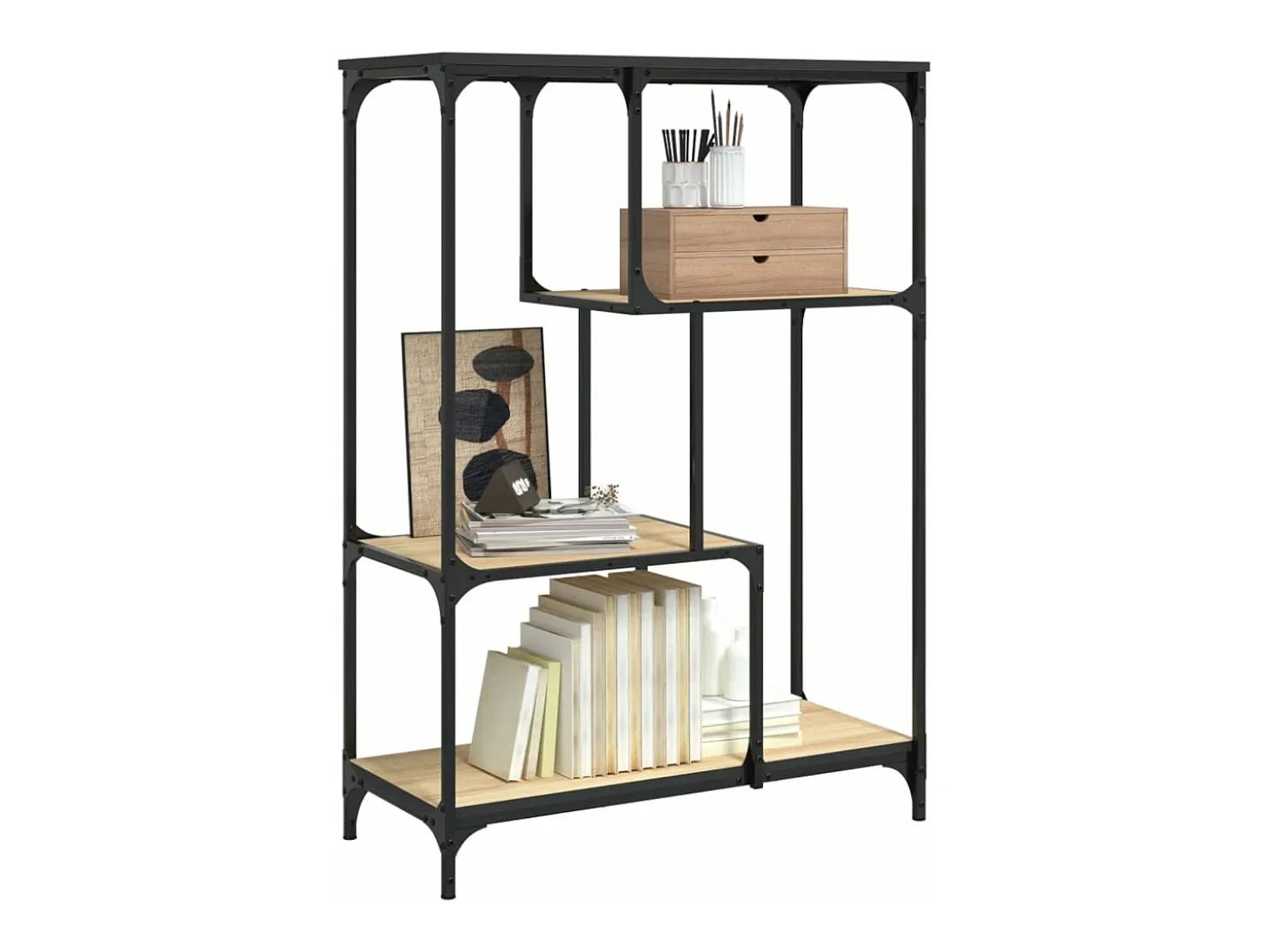 Estantería madera de ingeniería acero roble Sonoma 81x36x115 cm