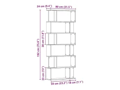 Estantería madera de ingeniería roble artisan 80x24x192 cm