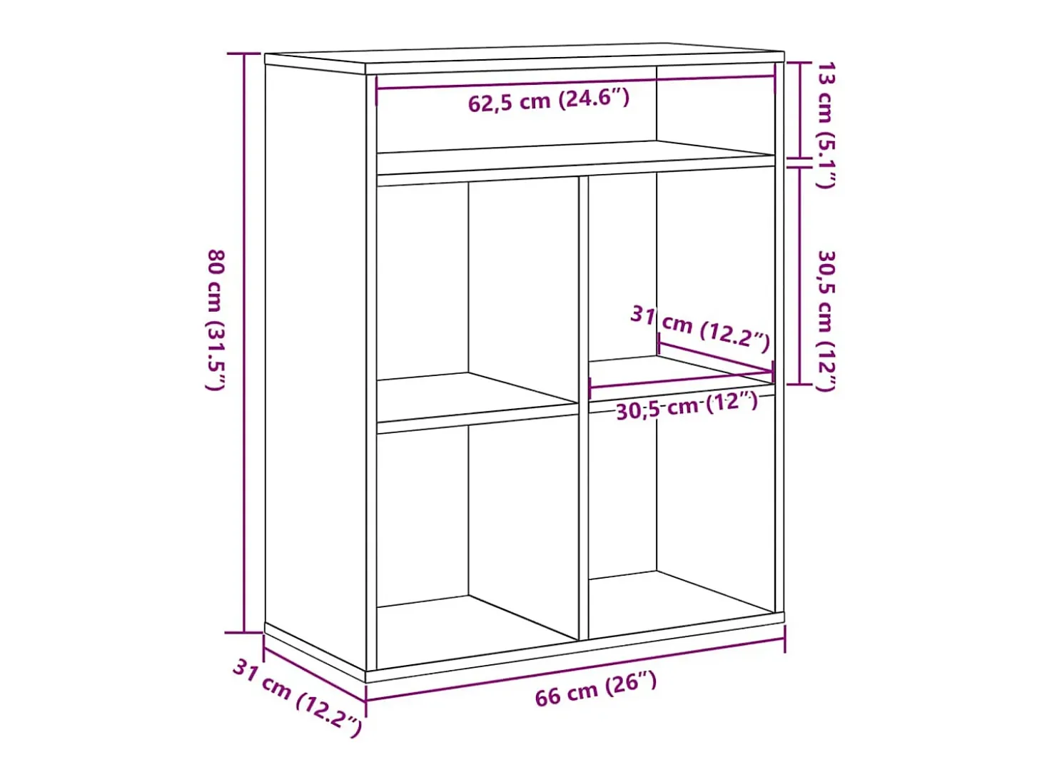 Estantería madera de ingeniería color gris sonoma 66x31x80 cm