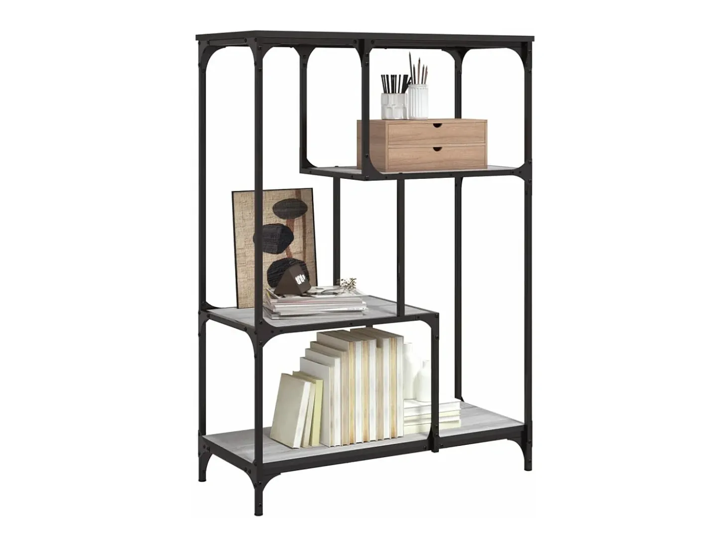 Estantería madera de ingeniería y acero Sonoma gris 81x36x115cm