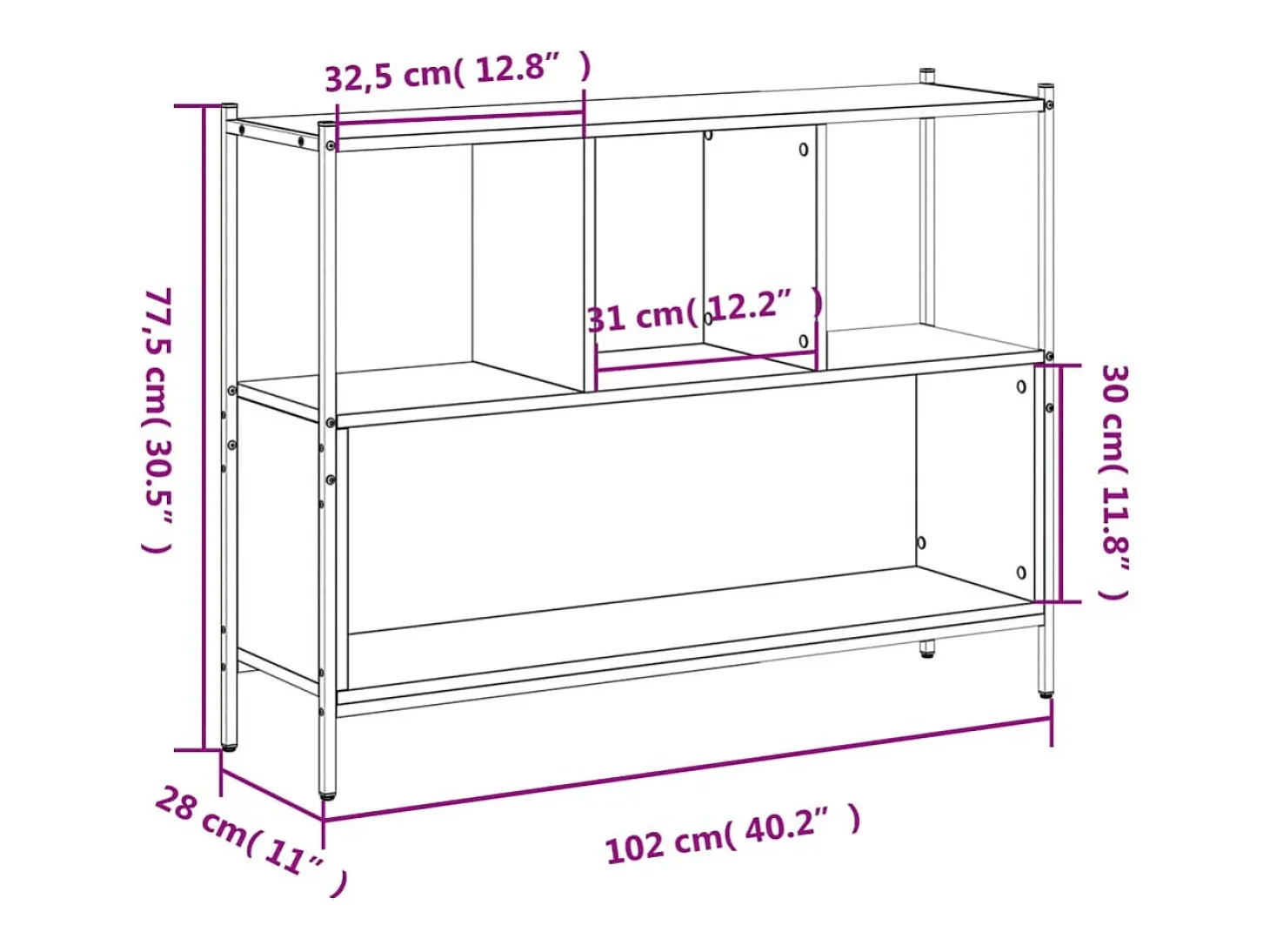 Estantería madera de ingeniería gris Sonoma 102x28x77,5 cm