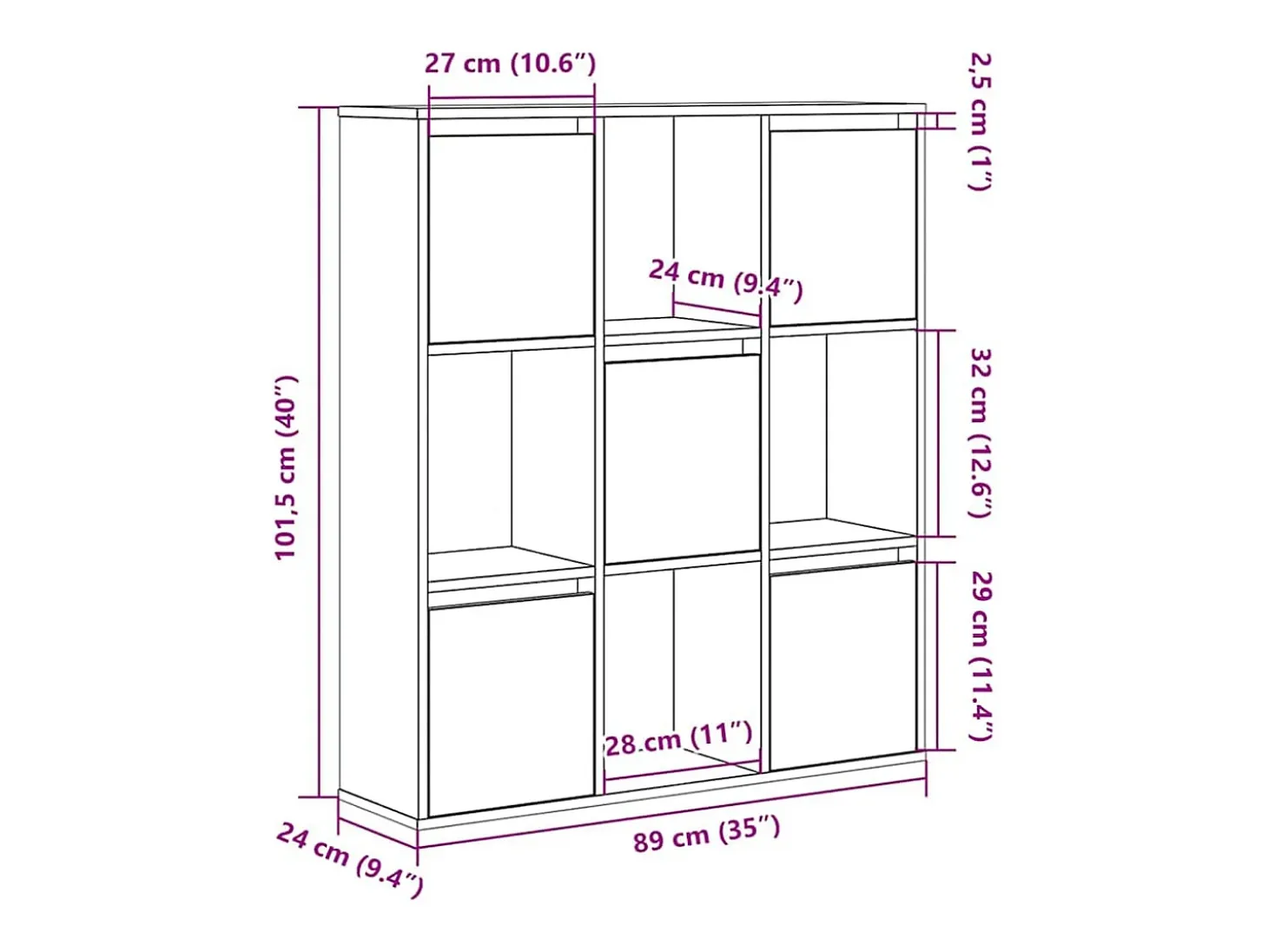 Estantería madera de ingeniería roble ahumado 89x24x101,5 cm