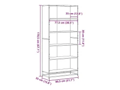 Estantería madera de ingeniería roble ahumado 80,5x35x170,5 cm