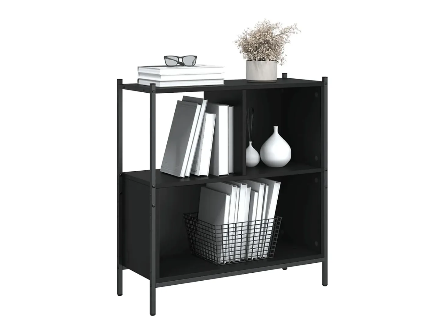Estantería madera de ingeniería negro 72x28x77,5 cm