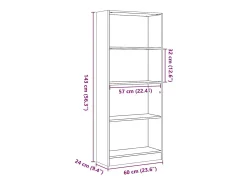 Estantería madera de ingeniería blanco brillo 60x24x143 cm