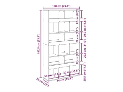 Estantería madera de ingeniería roble artisan 100x33x187,5 cm