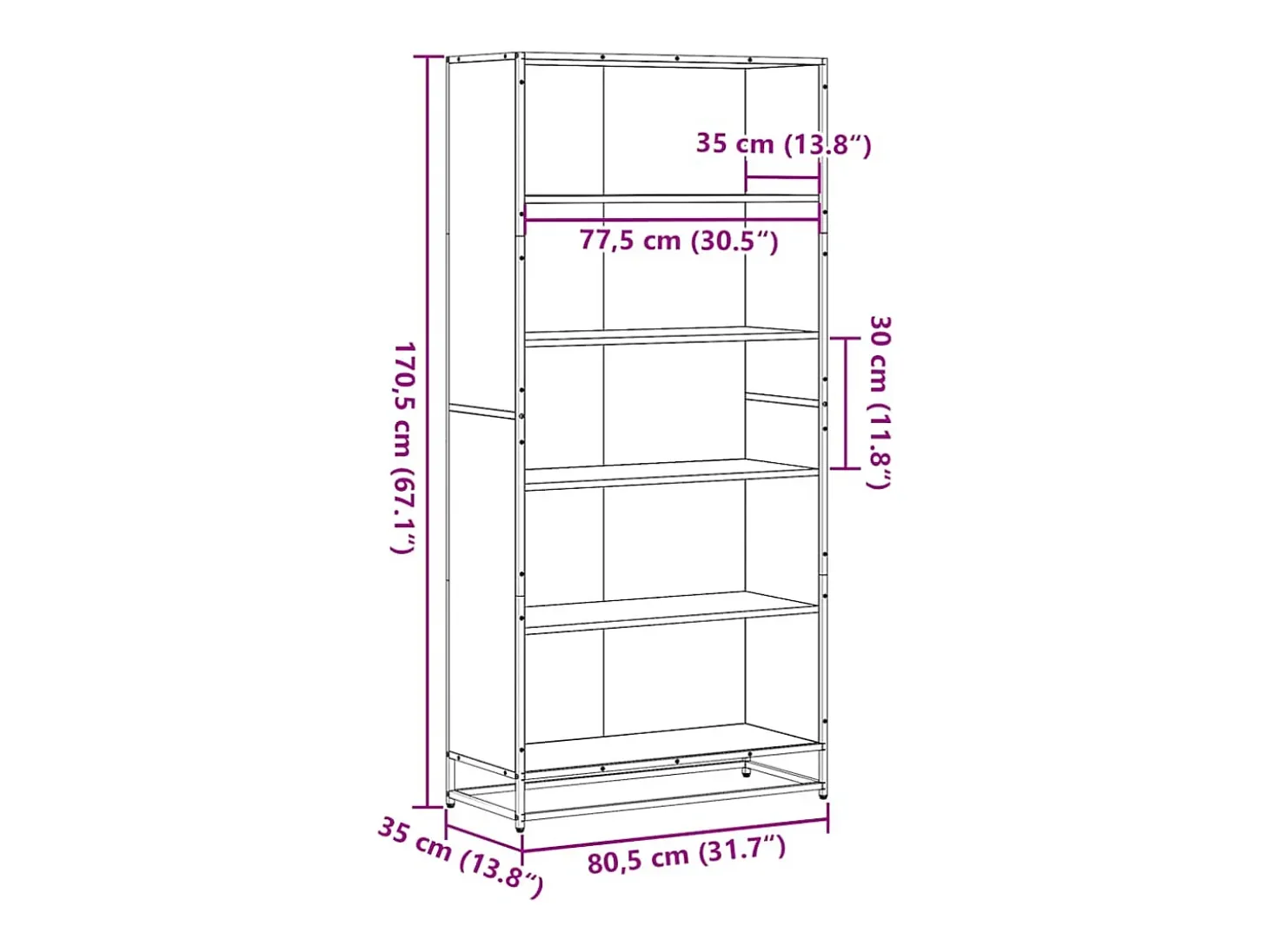 Estantería madera de ingeniería roble Sonoma 80,5x35x170,5 cm