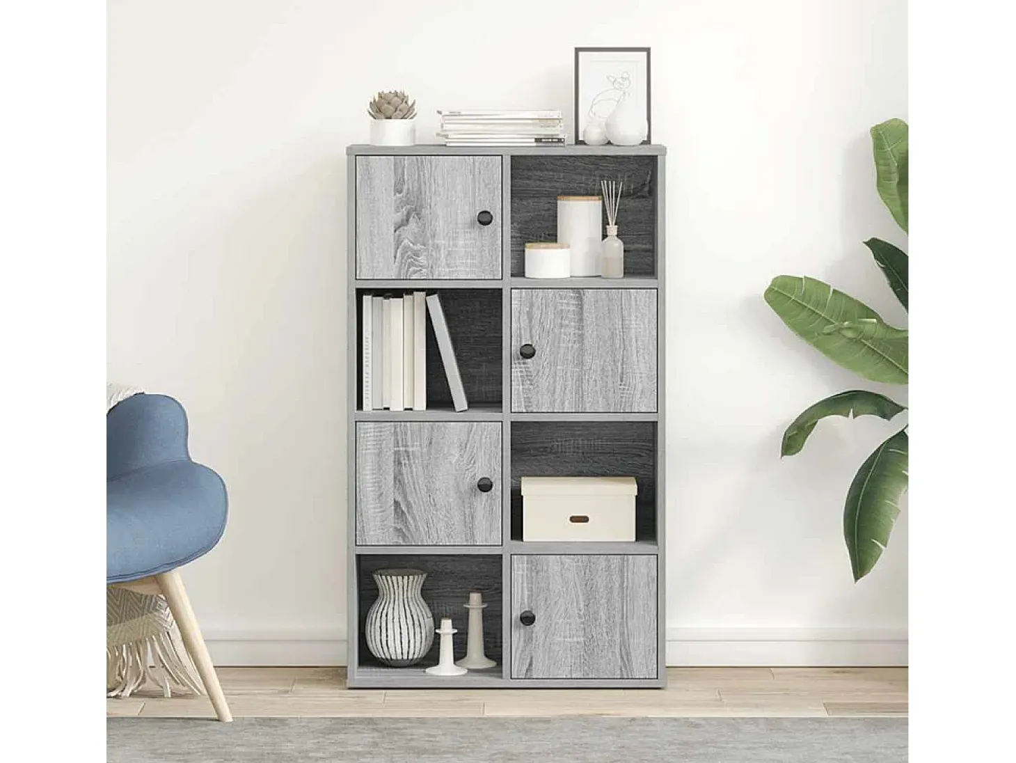 Estantería madera de ingeniería gris sonoma 60x24x101,5 cm