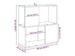Estantería madera de ingeniería roble artisan 60x24x63 cm