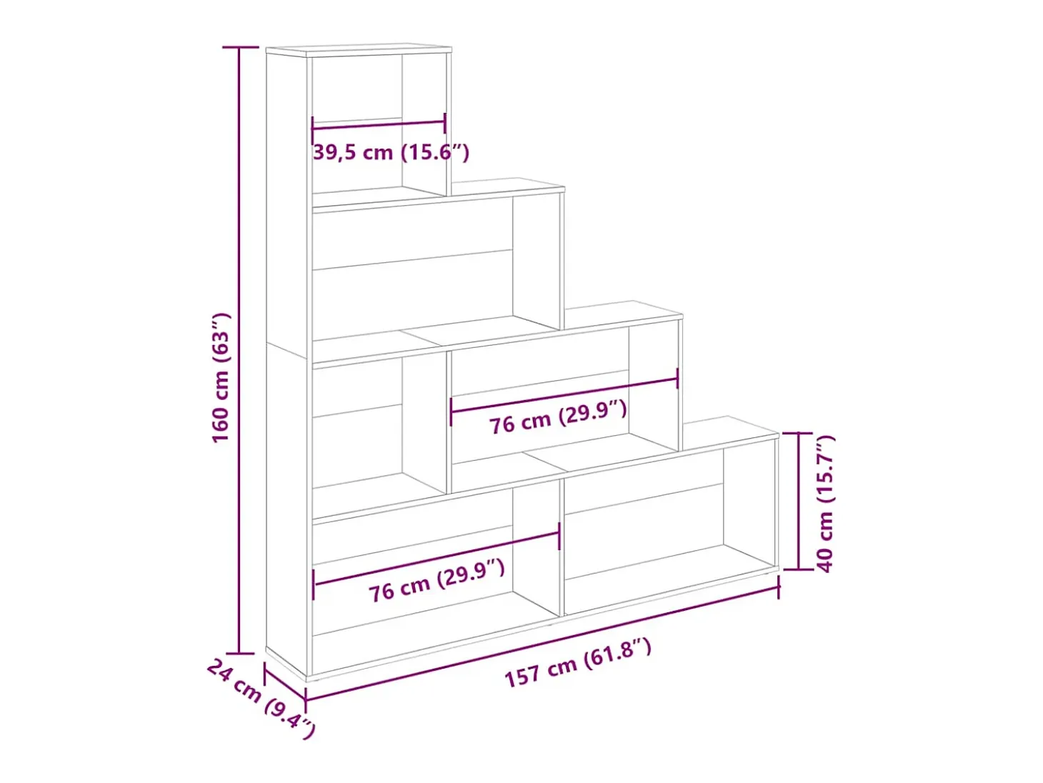 Estantería madera de ingeniería madera envejecida 157x24x160 cm