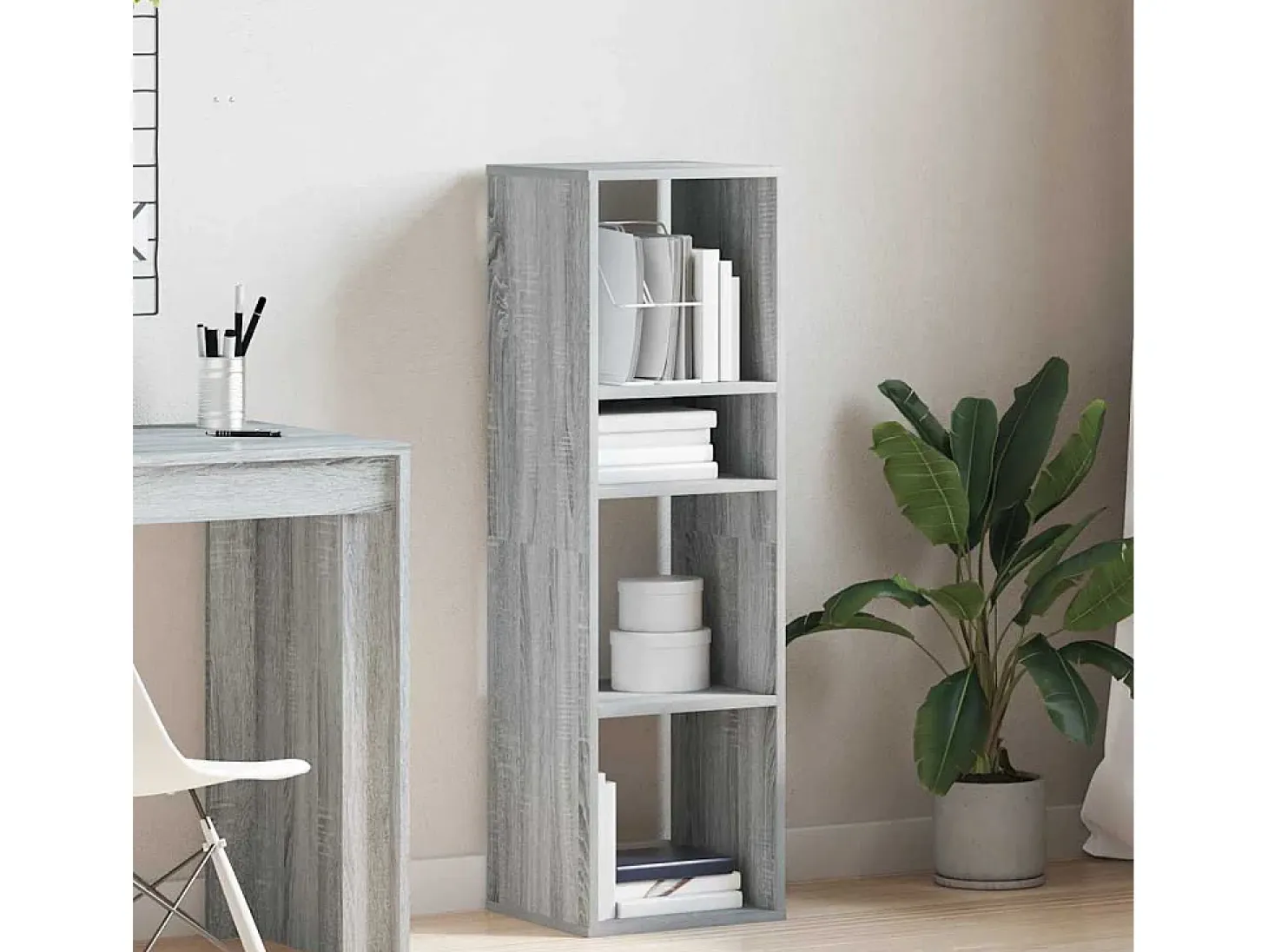 Estantería madera de ingeniería color gris sonoma 34x31x112 cm