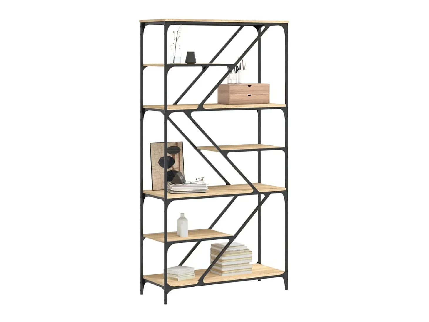 Estantería madera de ingeniería acero roble Sonoma 91x36x176 cm