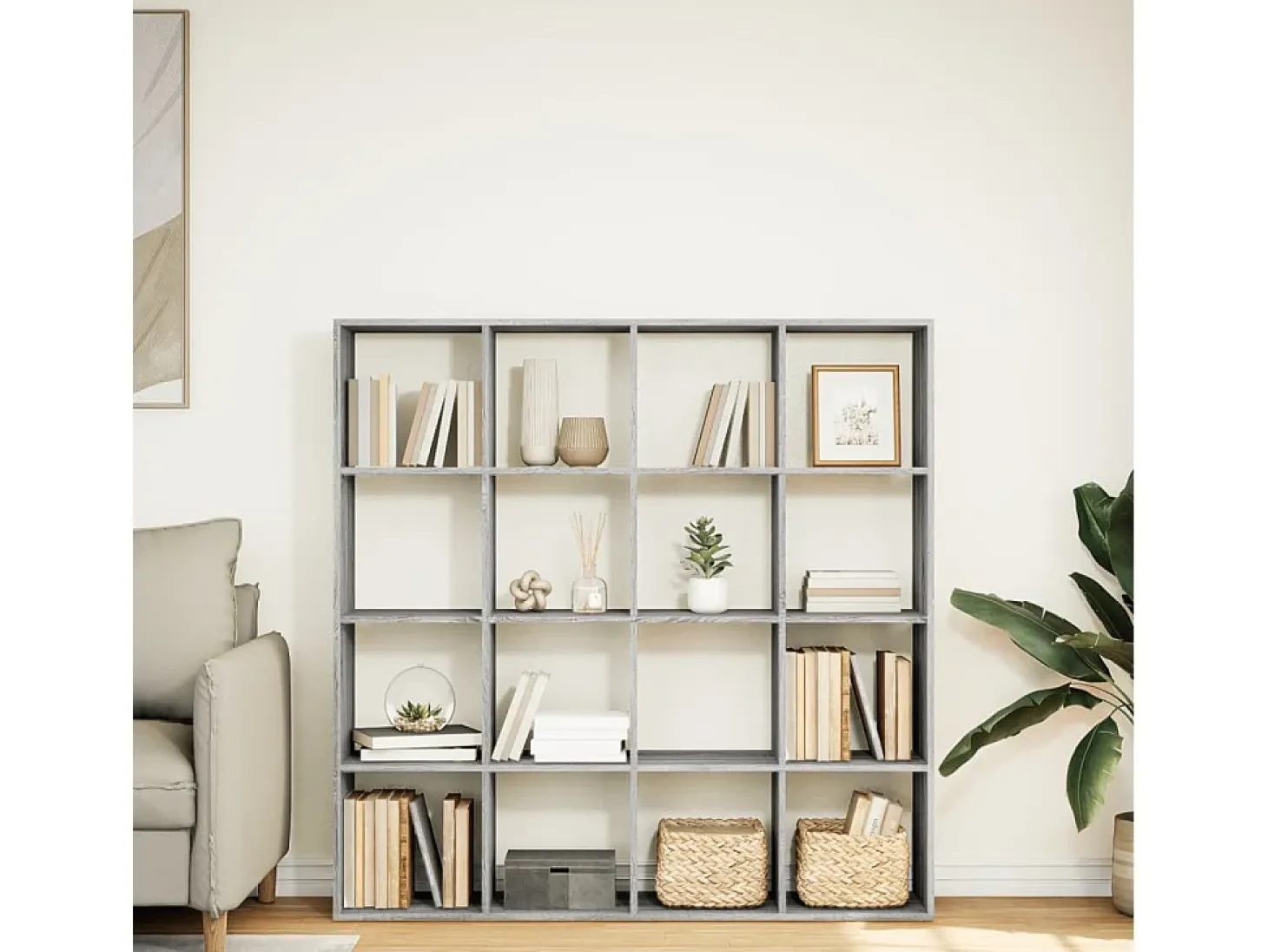 Estantería madera de ingeniería gris Sonoma 137,5x29x137,5 cm