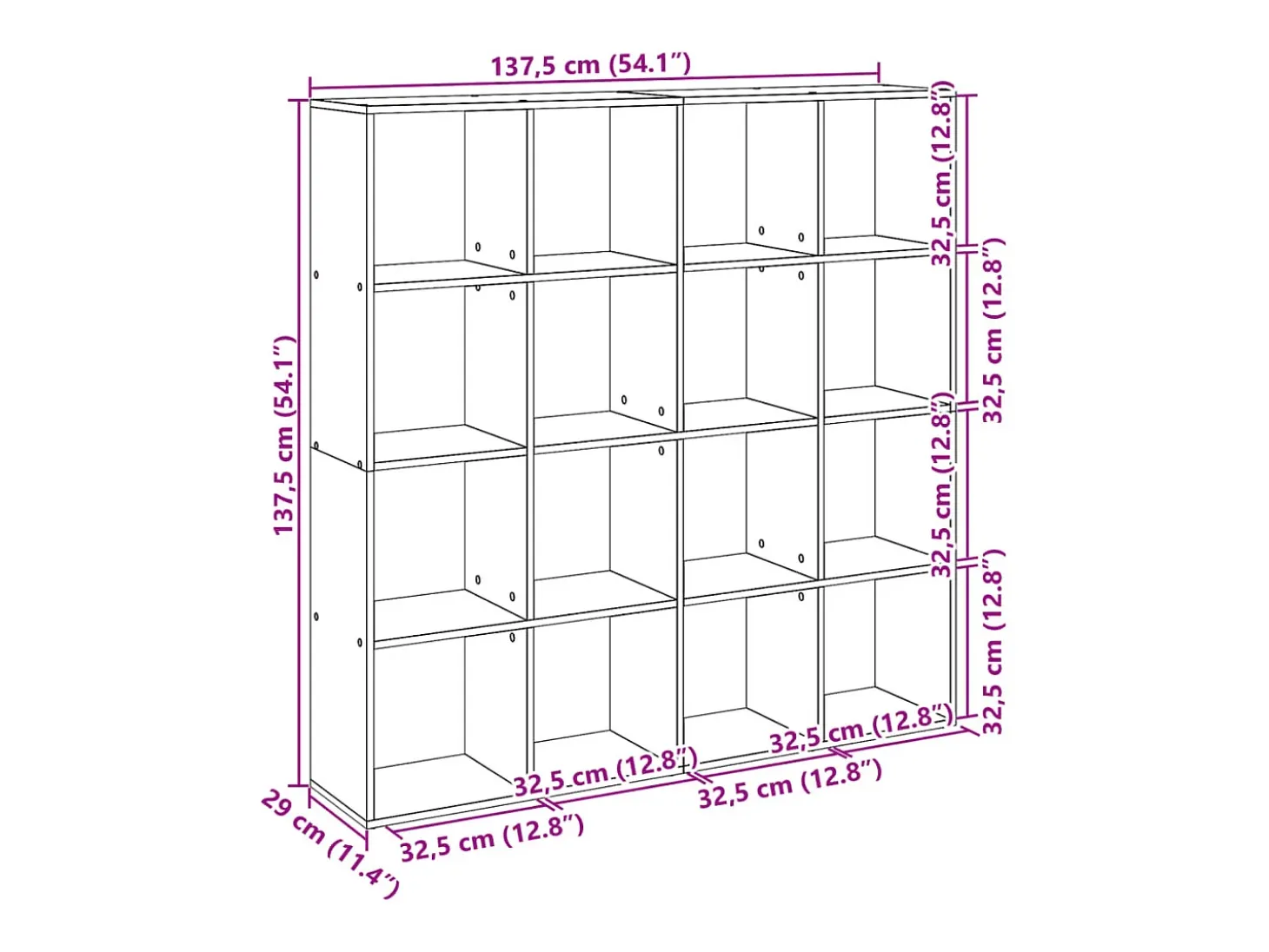 Estantería madera de ingeniería roble ahumado 137,5x29x137,5 cm