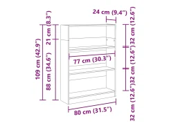 Estantería madera de ingeniería color envejecido 80x24x109 cm
