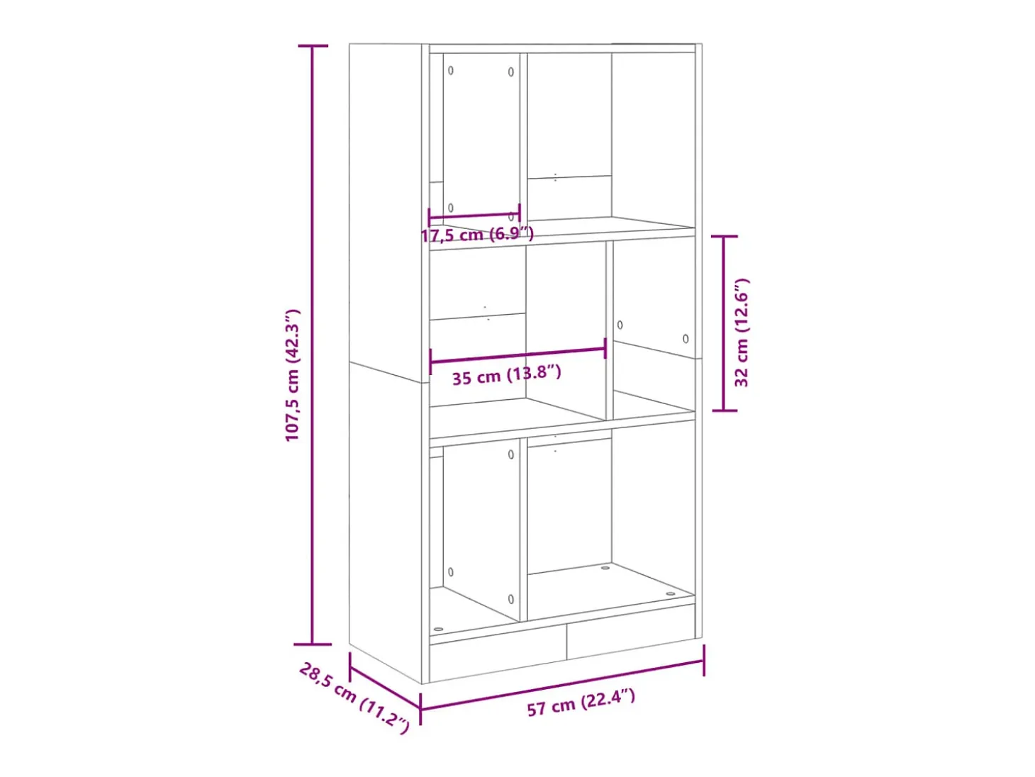 Estantería madera de ingeniería roble Sonoma 57x28,5x107,5 cm