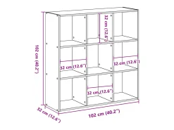 Estantería madera de ingeniería roble ahumado 102x32x102 cm