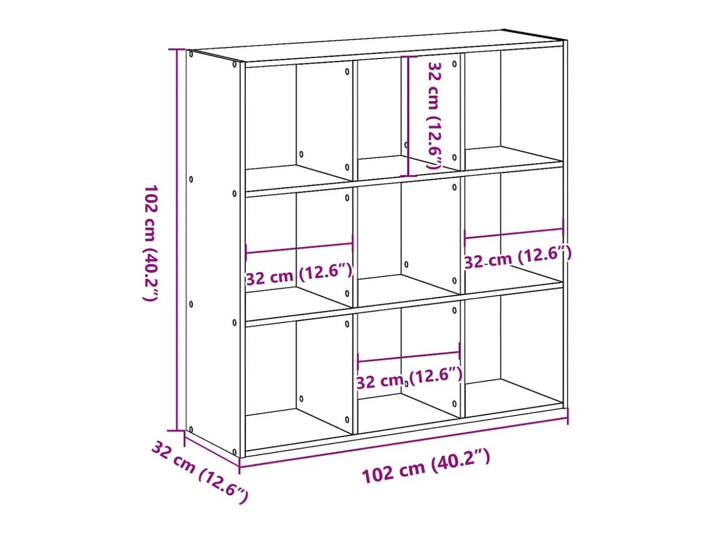 Estantería madera de ingeniería roble ahumado 102x32x102 cm