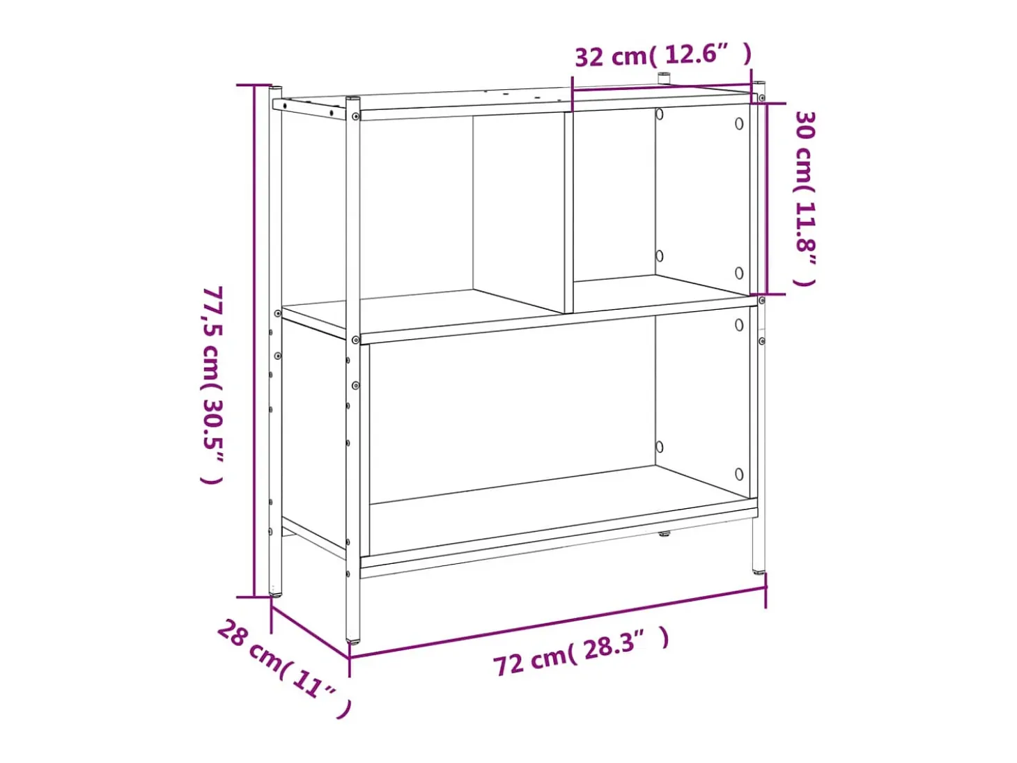 Estantería madera de ingeniería roble ahumado 72x28x77,5 cm