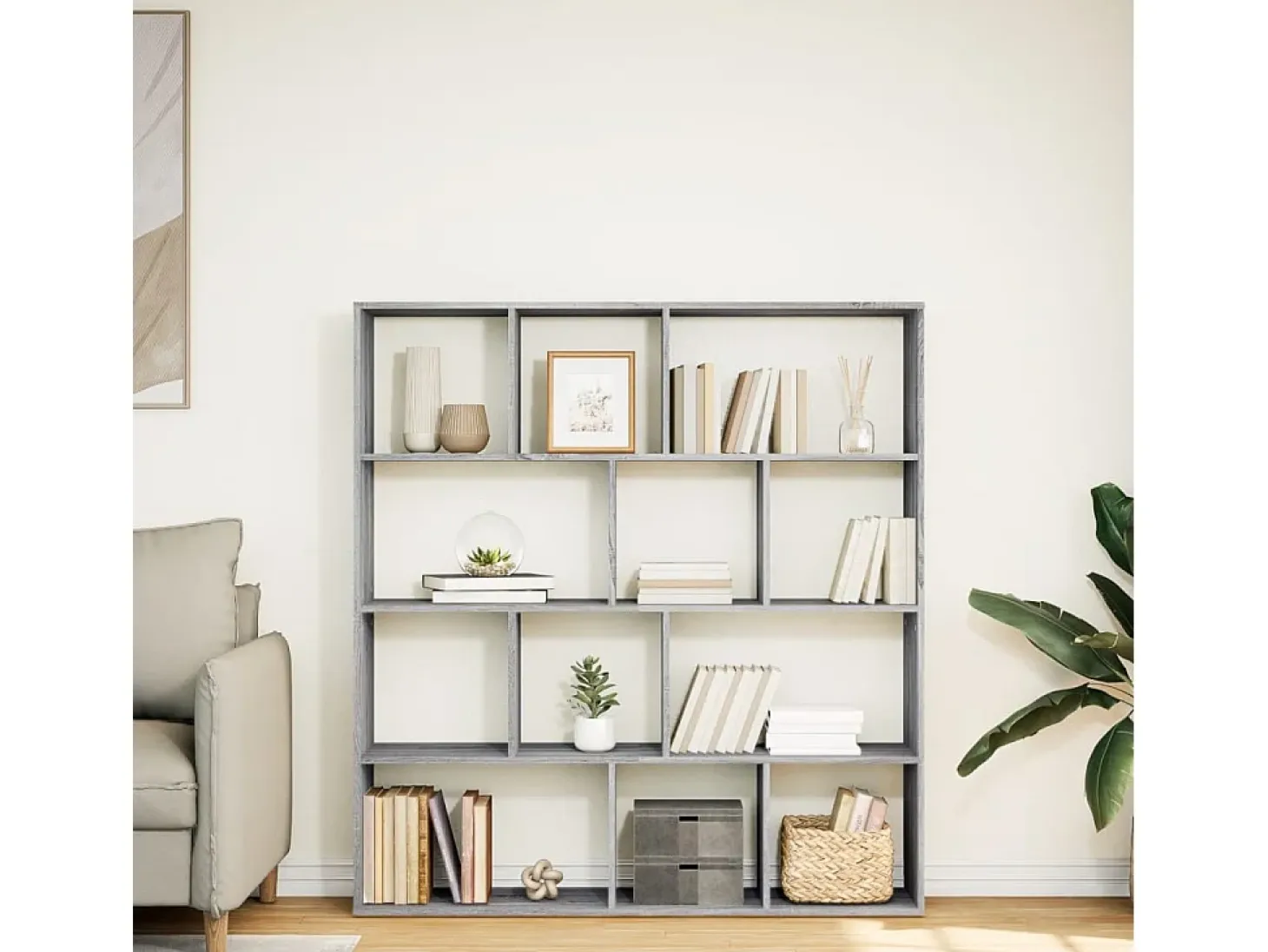 Estantería madera de ingeniería gris Sonoma 132x29x141,5 cm