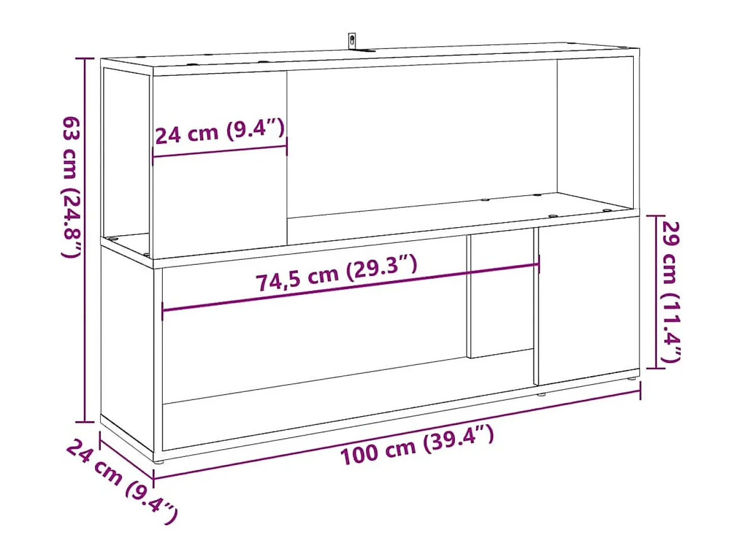 Estantería madera de ingeniería roble artisan 100x24x63 cm