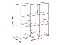 Estantería madera de ingeniería roble Sonoma 102x32x102 cm