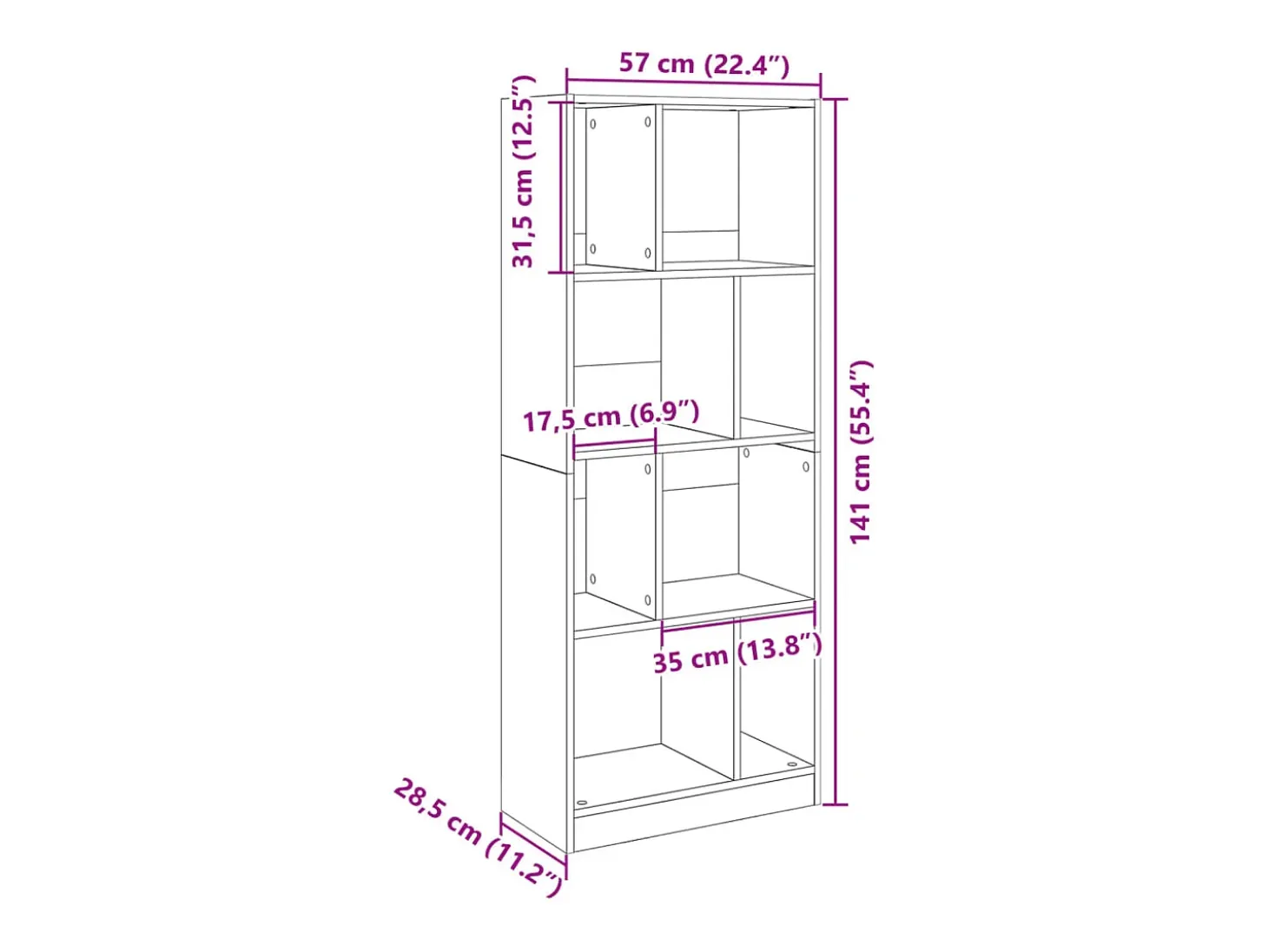 Estantería madera de ingeniería roble Sonoma 57x28,5x141 cm