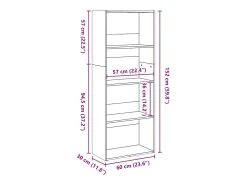 Estantería madera de ingeniería gris Sonoma 60x30x152 cm