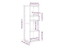 Estantería madera ingeniería color roble ahumado 34x31x112 cm