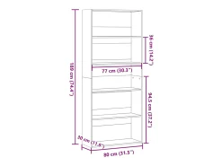 Estantería madera ingeniería madera envejecida 80x30x189 cm