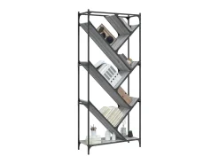 Estantería madera ingeniería y metal gris Sonoma 79x30x180 cm