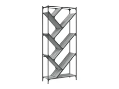 Estantería madera ingeniería y metal gris Sonoma 79x30x180 cm