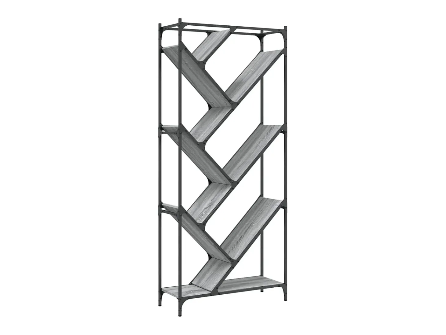 Estantería madera ingeniería y metal gris Sonoma 79x30x180 cm